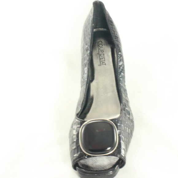 Coup D'Etat LTD Black Patent Peep Toe Heel New - Picture 3 of 8